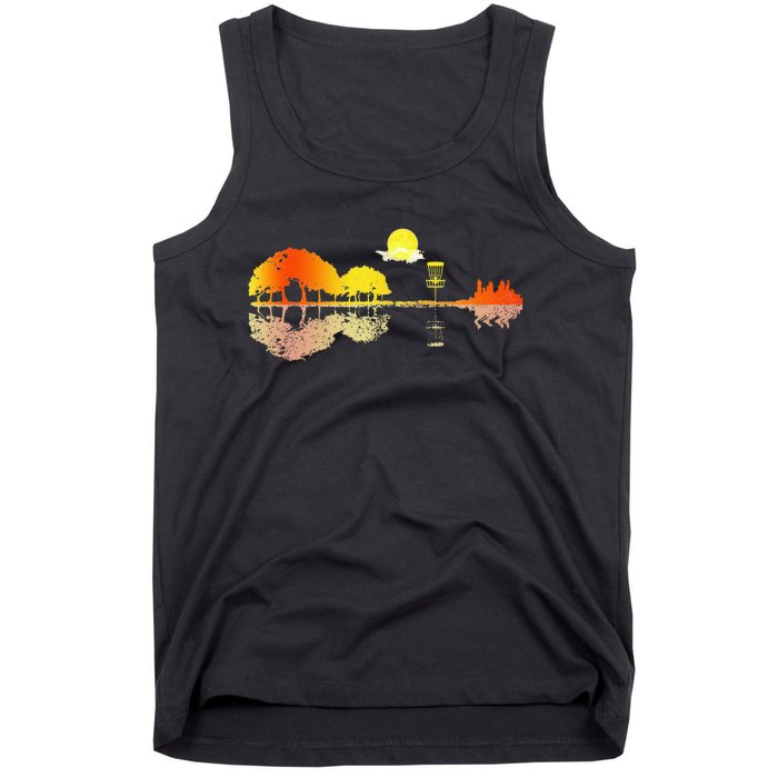 Disc Golf Sunset Guitar Guitarist Player Golfing Tank Top