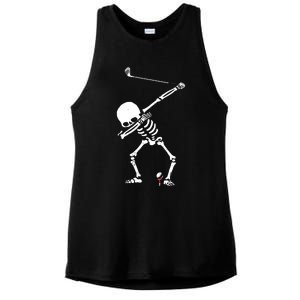 Dabbing Golf Skeleton Funny Golfer Ladies PosiCharge Tri-Blend Wicking Tank