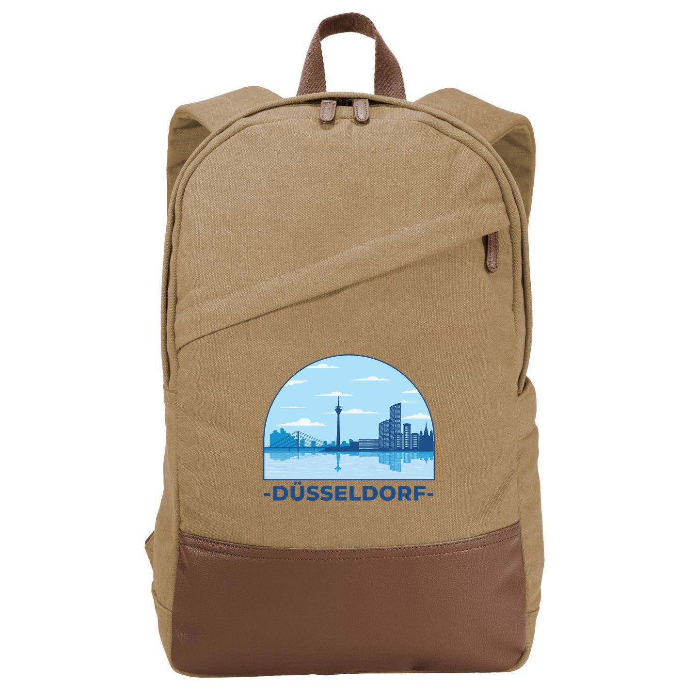 Dusseldorf Germany Skyline Cotton Canvas Backpack