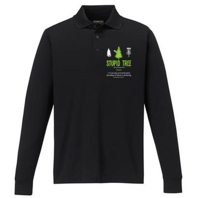 Disc Golf Stupid Tree Noun Dictionary Gift Midrange Driver Performance Long Sleeve Polo