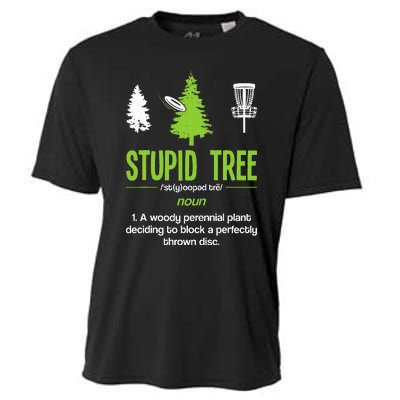 Disc Golf Stupid Tree Noun Dictionary Gift Midrange Driver Cooling Performance Crew T-Shirt