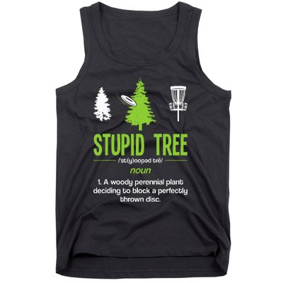 Disc Golf Stupid Tree Noun Dictionary Gift Midrange Driver Tank Top