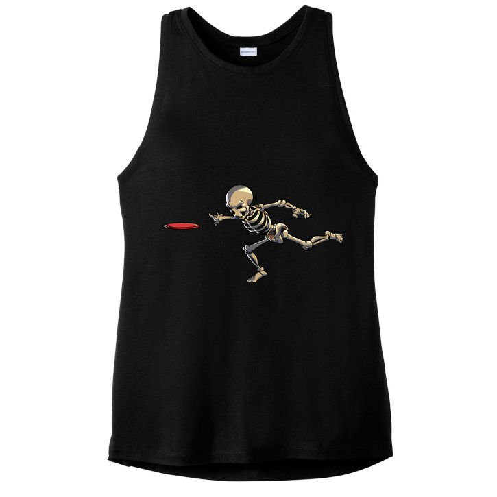 Disc Golfing Skeleton Halloween Disc Golf Halloween Ladies PosiCharge Tri-Blend Wicking Tank