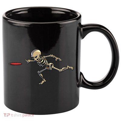 Disc Golfing Skeleton Halloween Disc Golf Halloween 11oz C Handle Ceramic Mug
