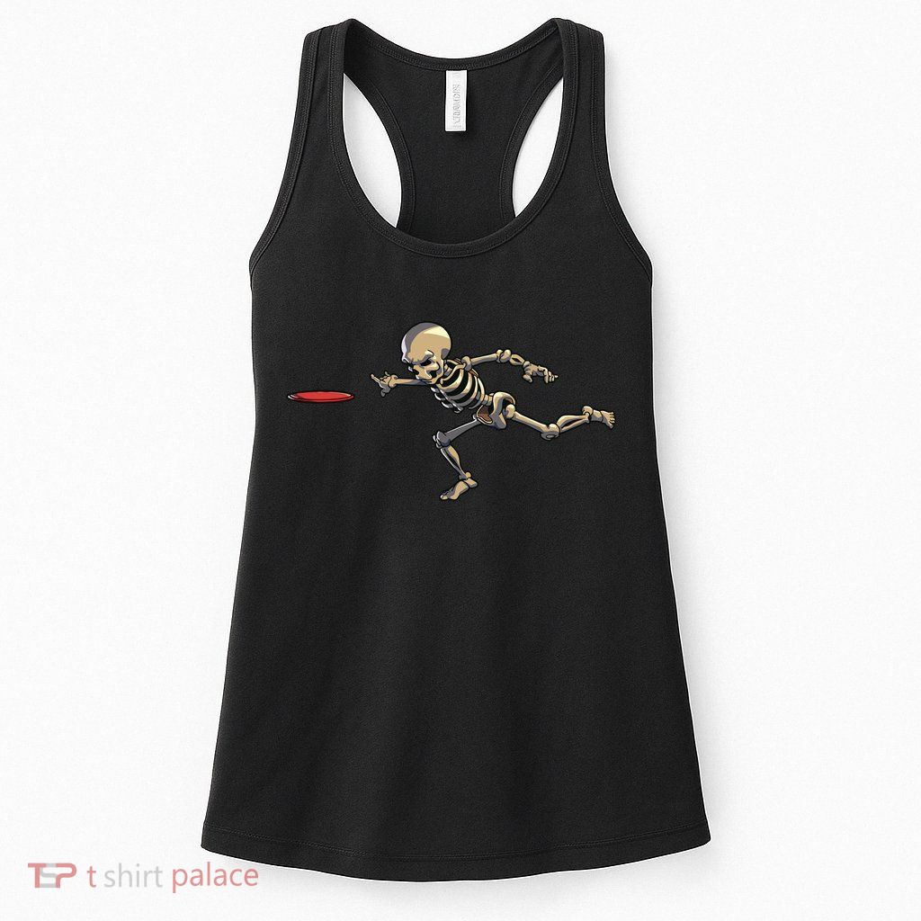Disc Golfing Skeleton Halloween Disc Golf Halloween Womens Tank Top
