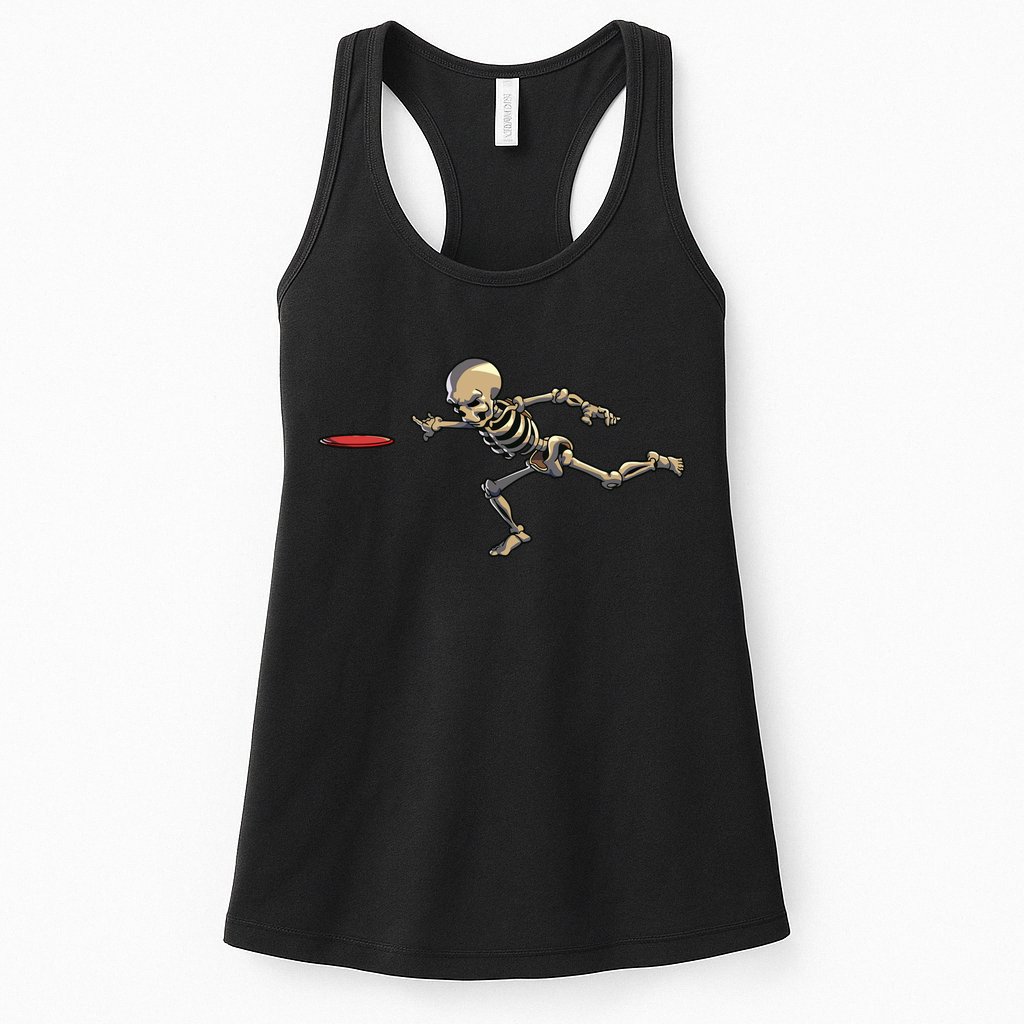 Disc Golfing Skeleton Halloween Disc Golf Halloween Womens Tank Top
