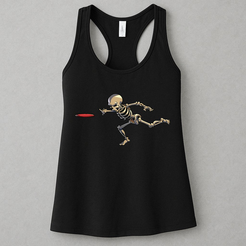 Disc Golfing Skeleton Halloween Disc Golf Halloween Womens Tank Top
