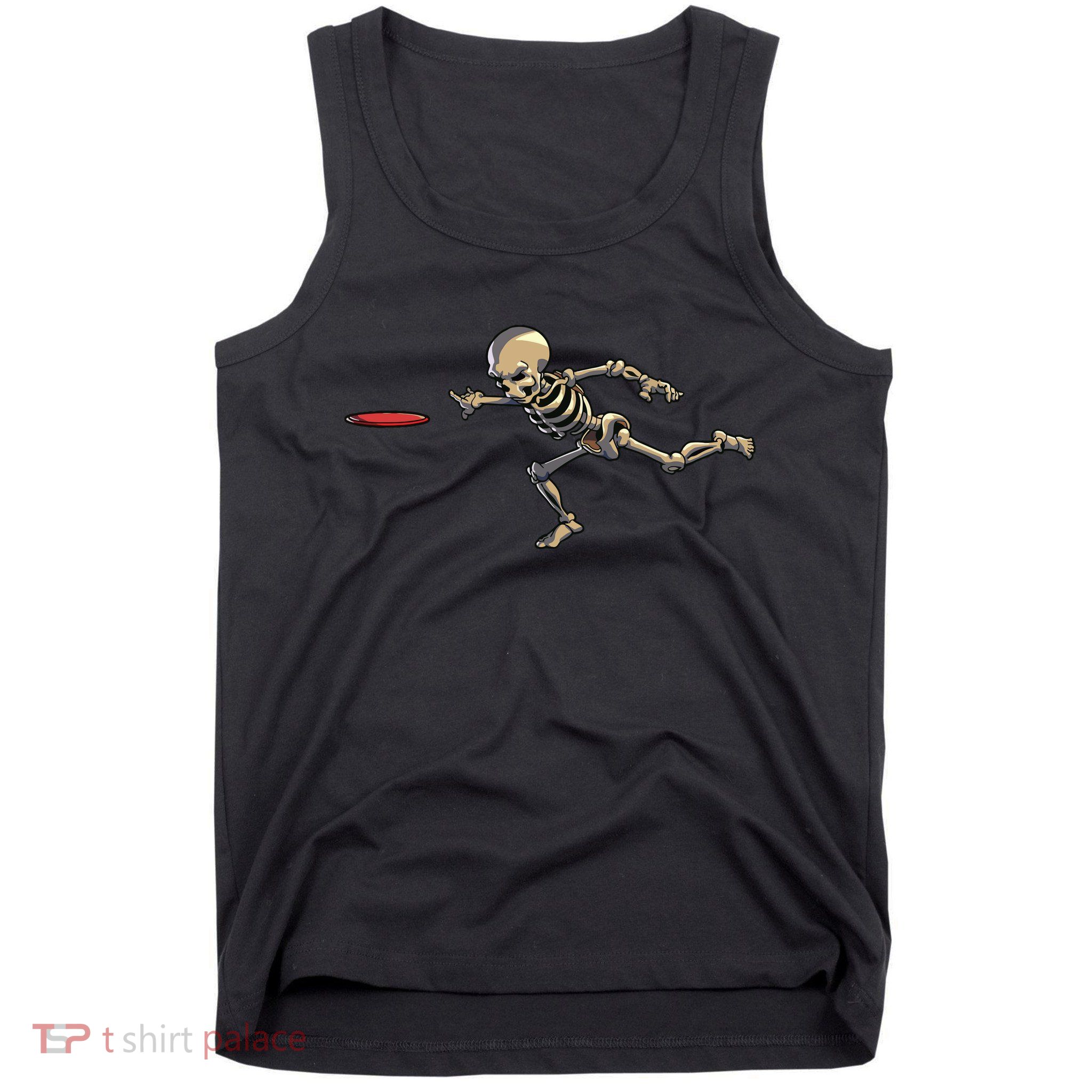 Disc Golfing Skeleton Halloween Disc Golf Halloween Tank Top