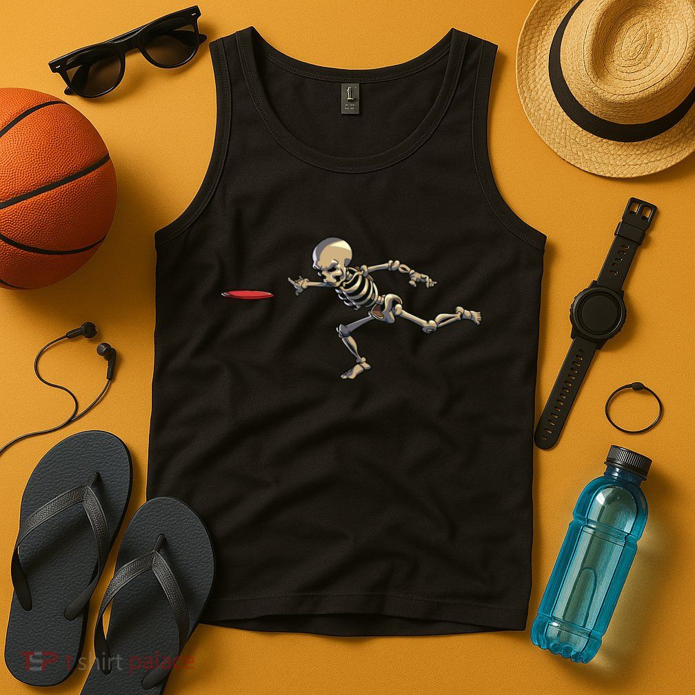Disc Golfing Skeleton Halloween Disc Golf Halloween Tank Top
