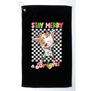 Dabbing Goat Stay Merry And Bright Groovy Christmas Xmas Platinum Collection Golf Towel