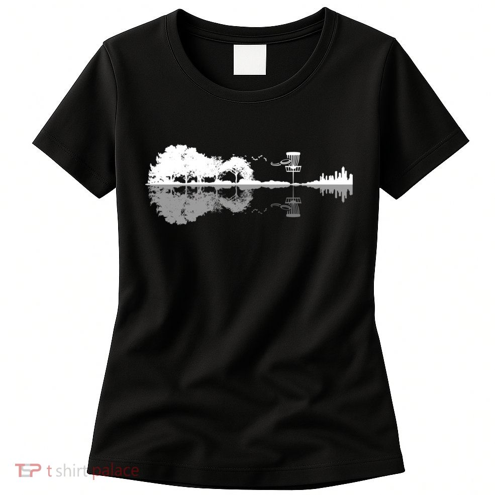 Disc Golf Sunset Guitar Guitarist Player Outfit Gift For Those Who Play Frolf Womens T-Shirt