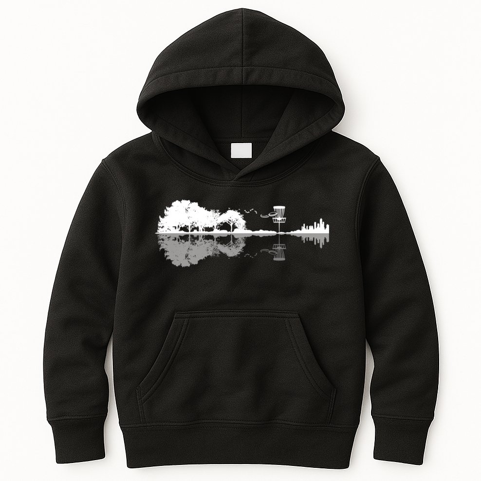 Disc Golf Sunset Guitar Guitarist Player Outfit Gift For Those Who Play Frolf Kids Hoodie
