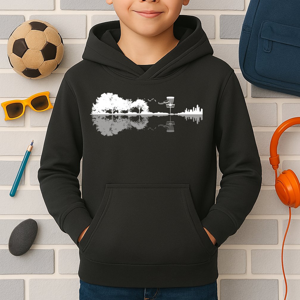 Disc Golf Sunset Guitar Guitarist Player Outfit Gift For Those Who Play Frolf Kids Hoodie
