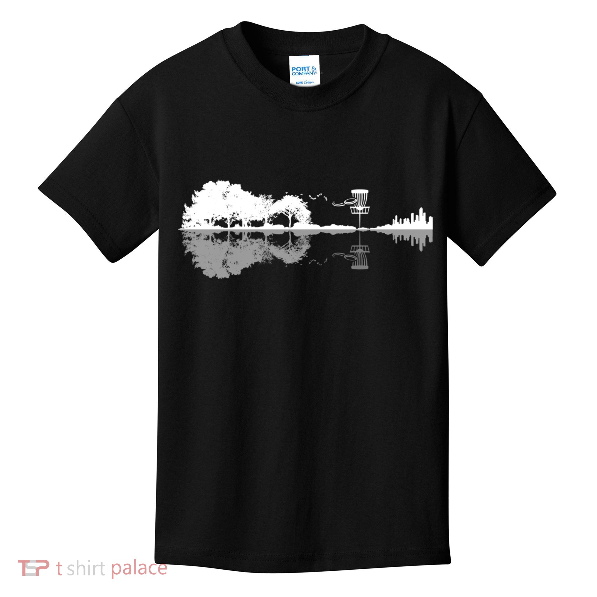 Disc Golf Sunset Guitar Guitarist Player Outfit Gift For Those Who Play Frolf Kids T-Shirt