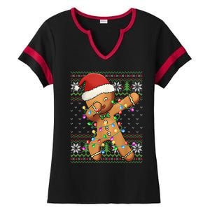 Dabbing Gingerbread Santa Christmas Boy  Xmas Cookie Ladies Halftime Notch Neck Tee