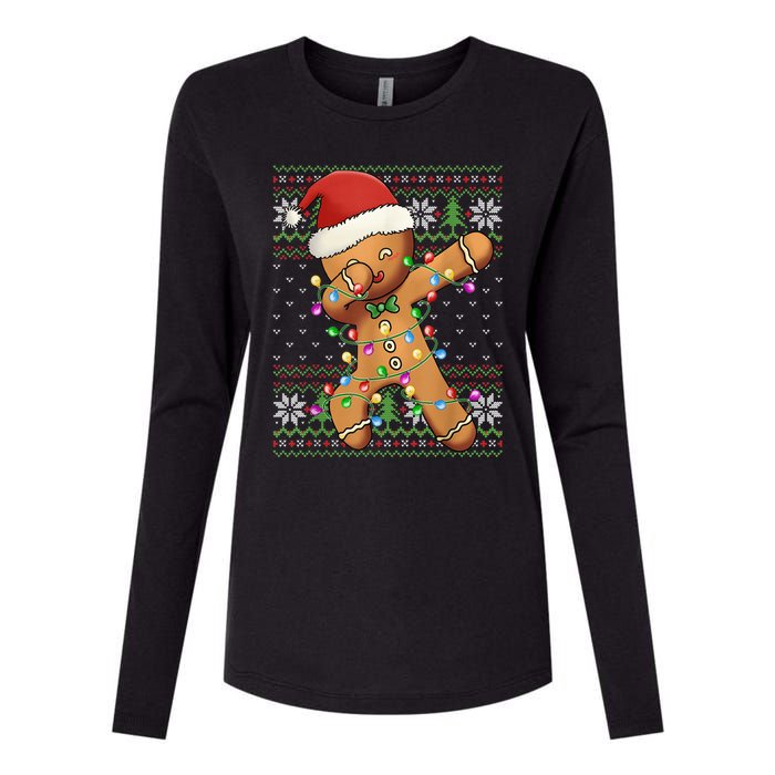 Dabbing Gingerbread Santa Christmas Boy  Xmas Cookie Womens Cotton Relaxed Long Sleeve T-Shirt