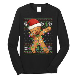 Dabbing Gingerbread Santa Christmas Boy  Xmas Cookie Long Sleeve Shirt