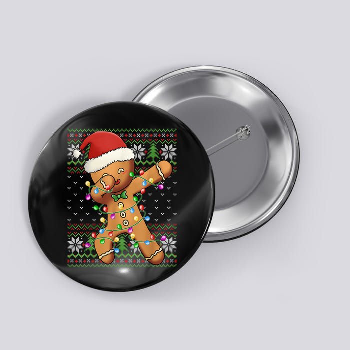 Dabbing Gingerbread Santa Christmas Boy  Xmas Cookie Button