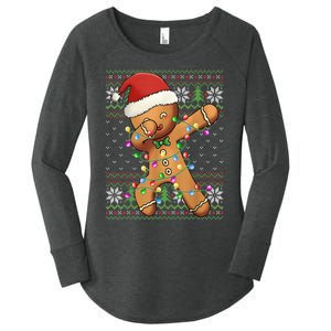 Dabbing Gingerbread Santa Christmas Boy  Xmas Cookie Women's Perfect Tri Tunic Long Sleeve Shirt