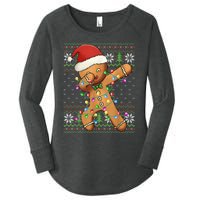 Dabbing Gingerbread Santa Christmas Boy  Xmas Cookie Women's Perfect Tri Tunic Long Sleeve Shirt