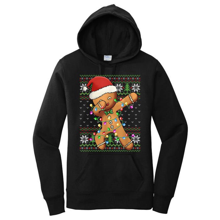 Dabbing Gingerbread Santa Christmas Boy  Xmas Cookie Women's Pullover Hoodie