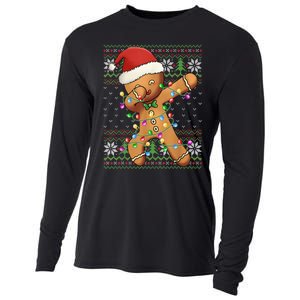 Dabbing Gingerbread Santa Christmas Boy  Xmas Cookie Cooling Performance Long Sleeve Crew