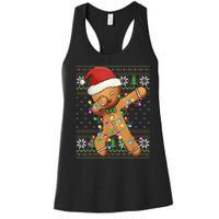 Dabbing Gingerbread Santa Christmas Boy  Xmas Cookie Women's Racerback Tank