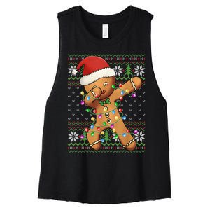 Dabbing Gingerbread Santa Christmas Boy  Xmas Cookie Women's Racerback Cropped Tank