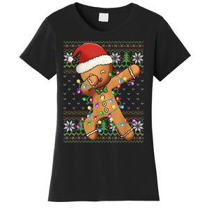 Dabbing Gingerbread Santa Christmas Boy  Xmas Cookie Women's T-Shirt