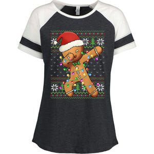 Dabbing Gingerbread Santa Christmas Boy  Xmas Cookie Enza Ladies Jersey Colorblock Tee