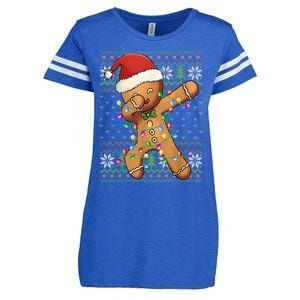 Dabbing Gingerbread Santa Christmas Boy  Xmas Cookie Enza Ladies Jersey Football T-Shirt