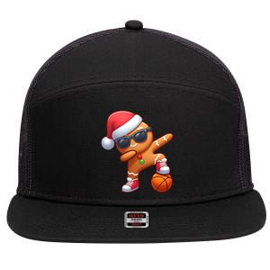 Dabbing Gingerbread Santa Christmas Basketball Xmas Gift 7 Panel Mesh Trucker Snapback Hat