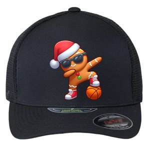 Dabbing Gingerbread Santa Christmas Basketball Xmas Gift Flexfit Unipanel Trucker Cap