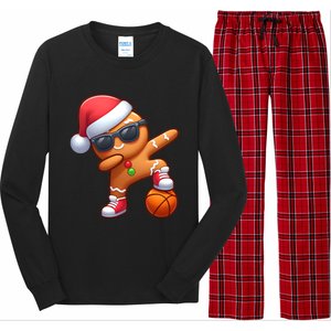 Dabbing Gingerbread Santa Christmas Basketball Xmas Gift Long Sleeve Pajama Set