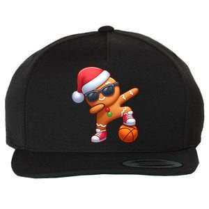 Dabbing Gingerbread Santa Christmas Basketball Xmas Gift Wool Snapback Cap