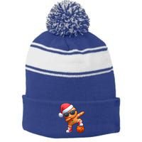 Dabbing Gingerbread Santa Christmas Basketball Xmas Gift Stripe Pom Pom Beanie