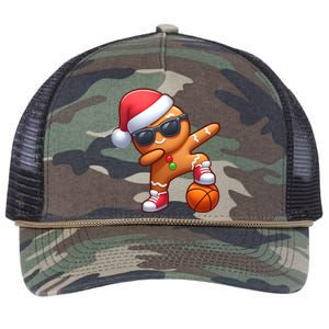 Dabbing Gingerbread Santa Christmas Basketball Xmas Gift Retro Rope Trucker Hat Cap