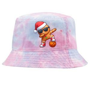 Dabbing Gingerbread Santa Christmas Basketball Xmas Gift Tie-Dyed Bucket Hat