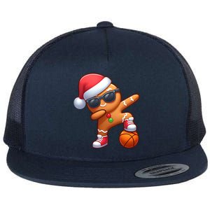 Dabbing Gingerbread Santa Christmas Basketball Xmas Gift Flat Bill Trucker Hat