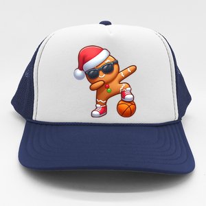 Dabbing Gingerbread Santa Christmas Basketball Xmas Gift Trucker Hat