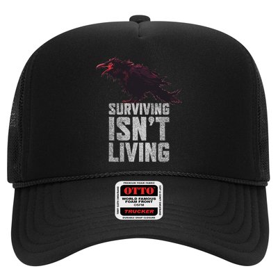 Days Gone Surving Isnt Living Corw Quote Big Chest Logo Trucker Hat