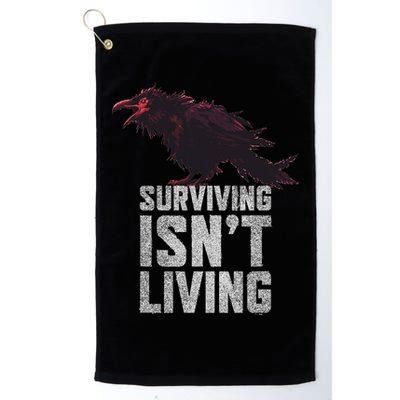 Days Gone Surving Isnt Living Corw Quote Big Chest Logo Golf Towel