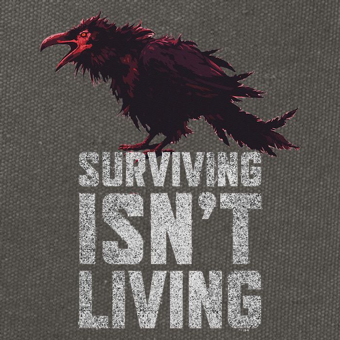 Days Gone Surving Isnt Living Corw Quote Big Chest Logo Cotton Canvas Backpack