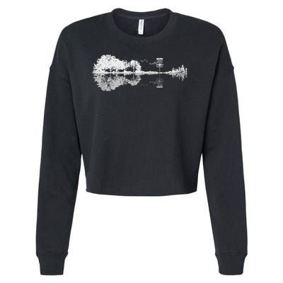 Disc Golf Sunset Guitar Guitarist Player Golfing Golfer Cropped Pullover Crew