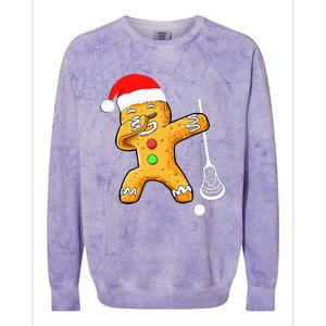 Dabbing Gingerbread Santa Lacrosse Christmas Xmas Colorblast Crewneck Sweatshirt