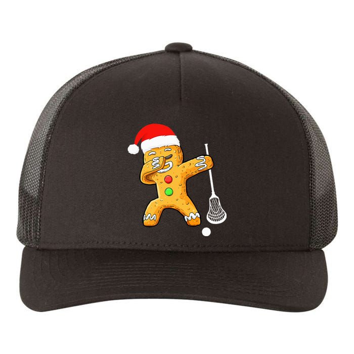 Dabbing Gingerbread Santa Lacrosse Christmas Xmas Yupoong Adult 5-Panel Trucker Hat