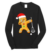 Dabbing Gingerbread Santa Lacrosse Christmas Xmas Long Sleeve Shirt