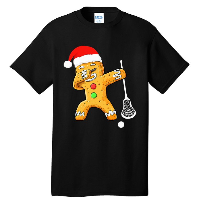 Dabbing Gingerbread Santa Lacrosse Christmas Xmas Tall T-Shirt