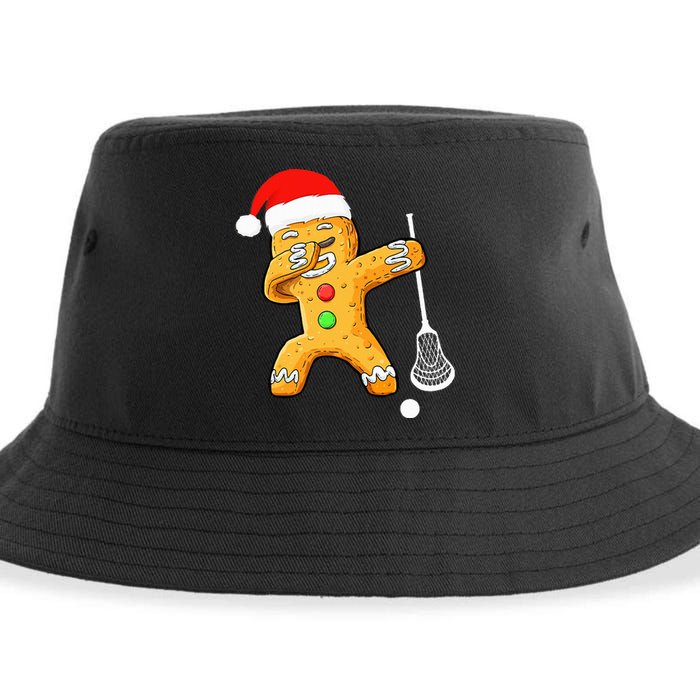 Dabbing Gingerbread Santa Lacrosse Christmas Xmas Sustainable Bucket Hat