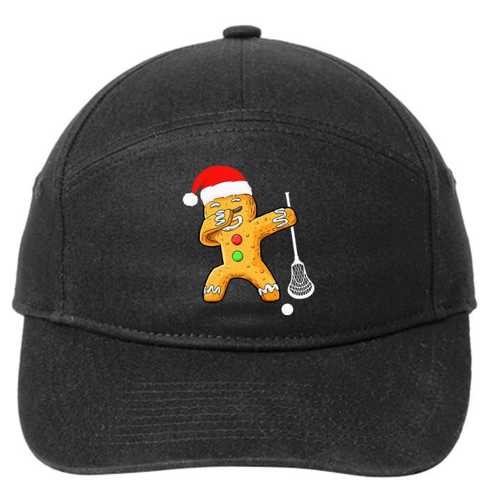 Dabbing Gingerbread Santa Lacrosse Christmas Xmas 7-Panel Snapback Hat